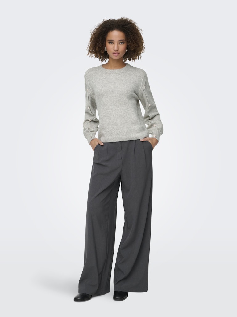 Onlrene Life Ls Button O-neck Cs Knt - Grijs Melee