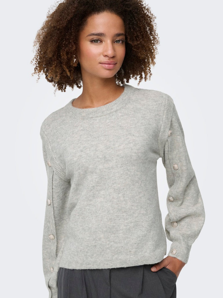 Onlrene Life Ls Button O-neck Cs Knt - Grijs Melee