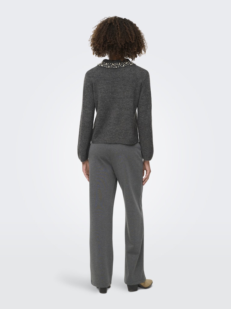 Jdyaubray Life L/s Pearl Collar Pull Knt - Grijs Melee