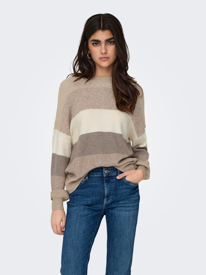 Onlatia L/s Stripe Pullover Knt Noos - Grijs Dessin