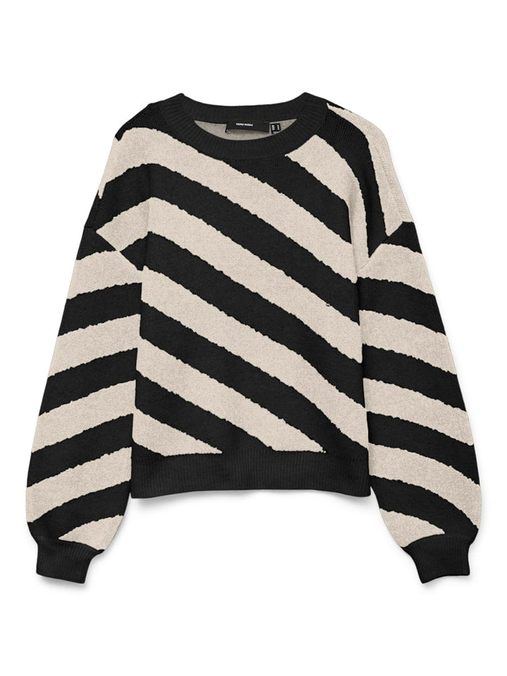 Vmlara Ls O-neck Pullover Boo Rep - Zwart Dessin