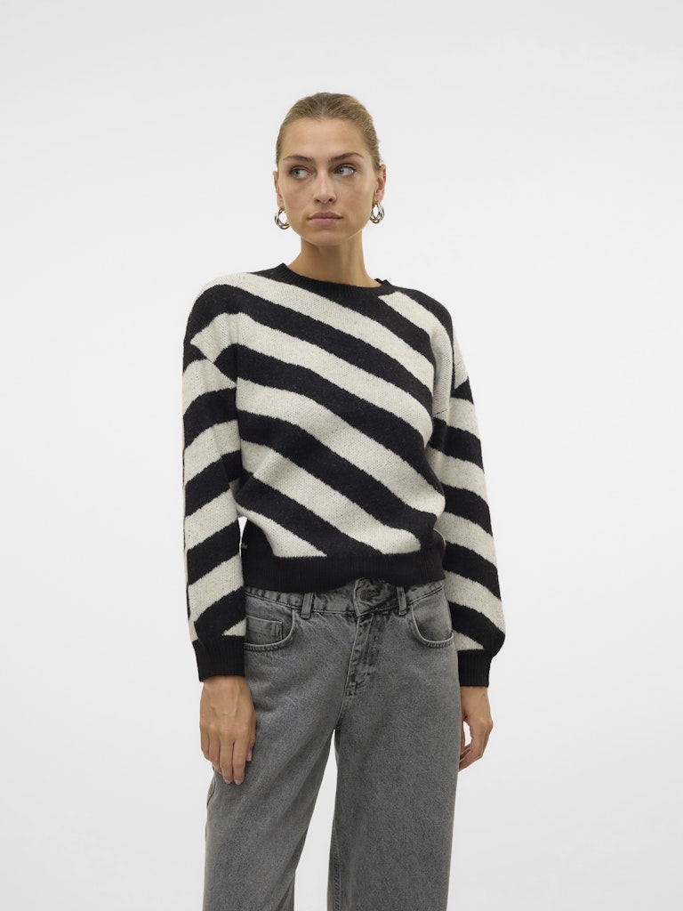 Vmlara Ls O-neck Pullover Boo Rep - Zwart Dessin