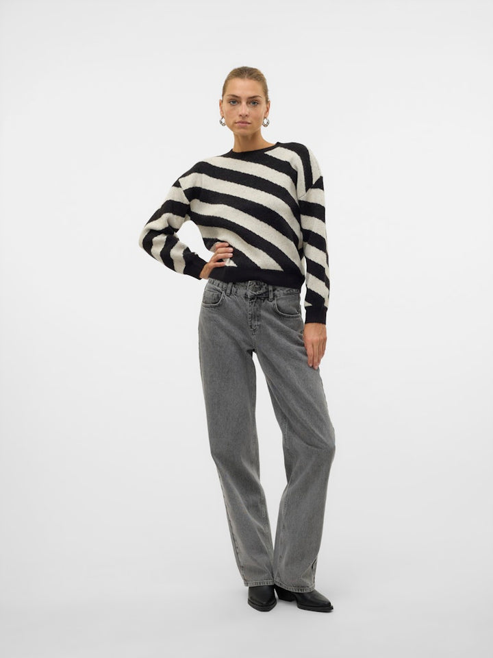 Vmlara Ls O-neck Pullover Boo Rep - Zwart Dessin