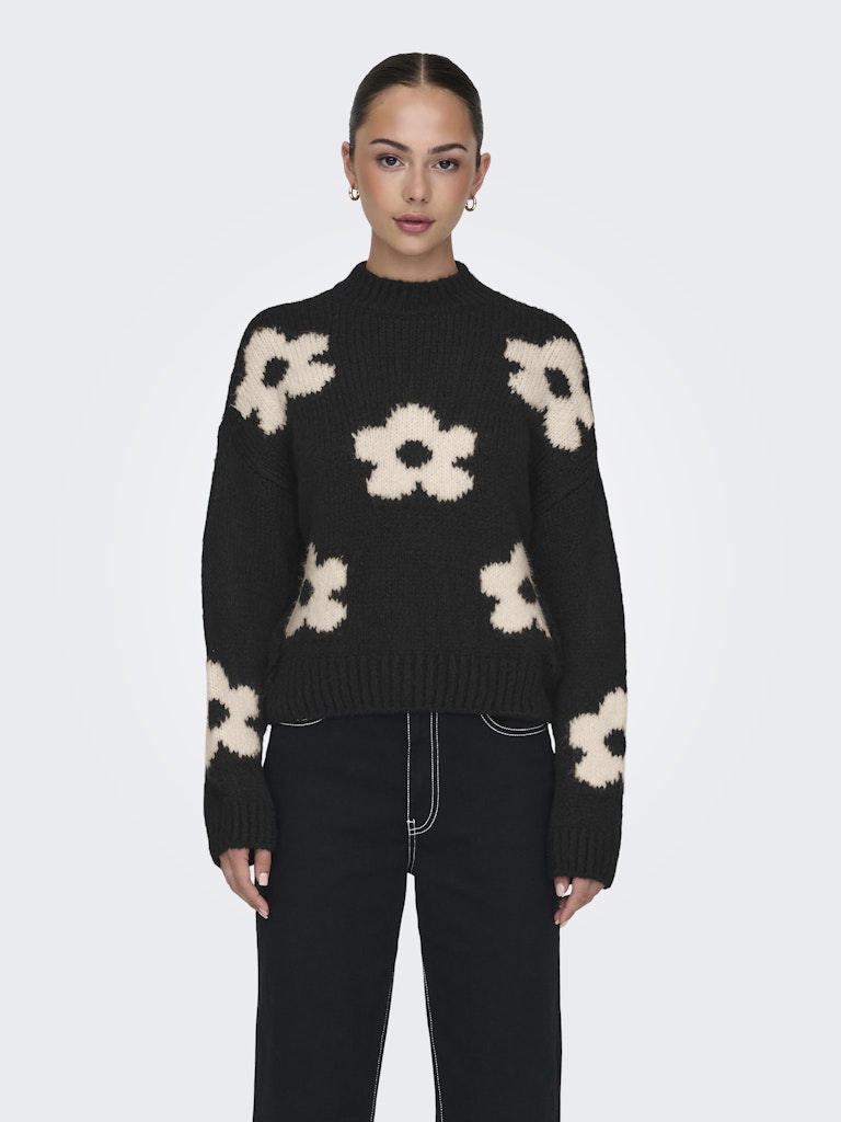 Jdykilian Flower L/s Pullover Knt - Zwart Dessin