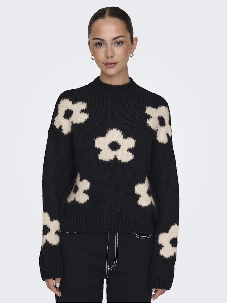 Jdykilian Flower L/s Pullover Knt - Zwart Dessin