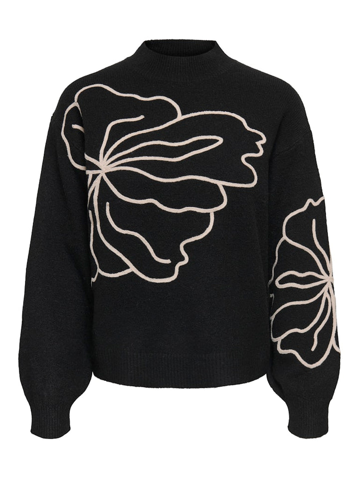 Jdyjella L/s Flower Pullover Knt Noos - Zwart Dessin