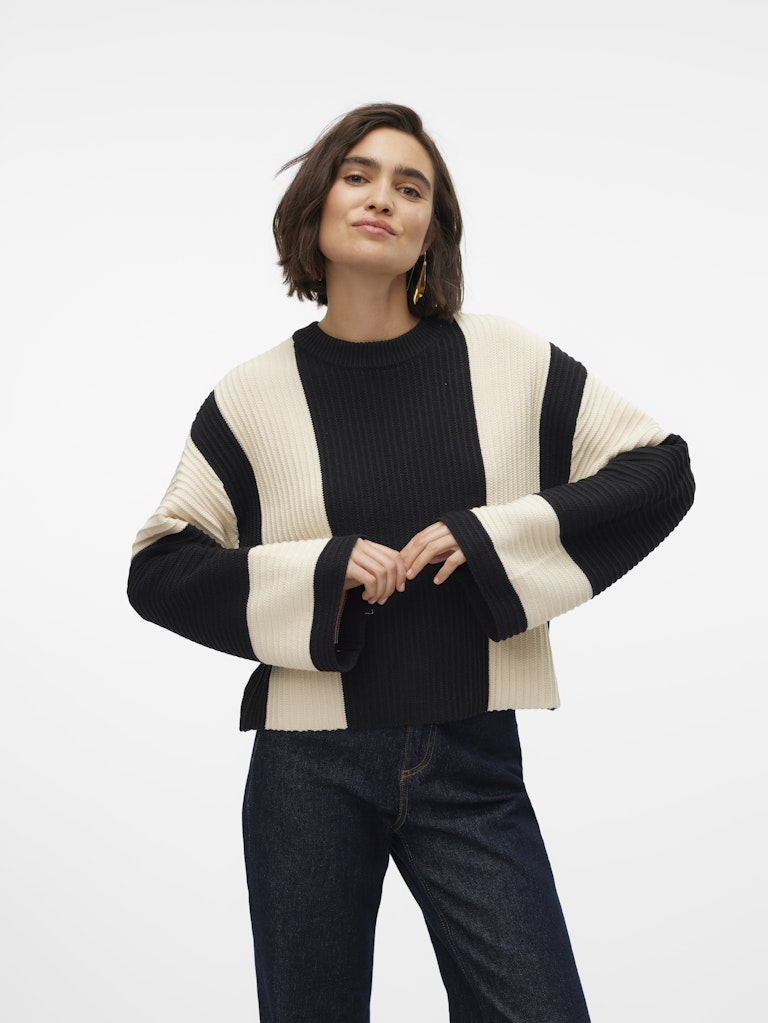 Vmgigi Ls O-neck Pullover Lcs Rep - Zwart Dessin