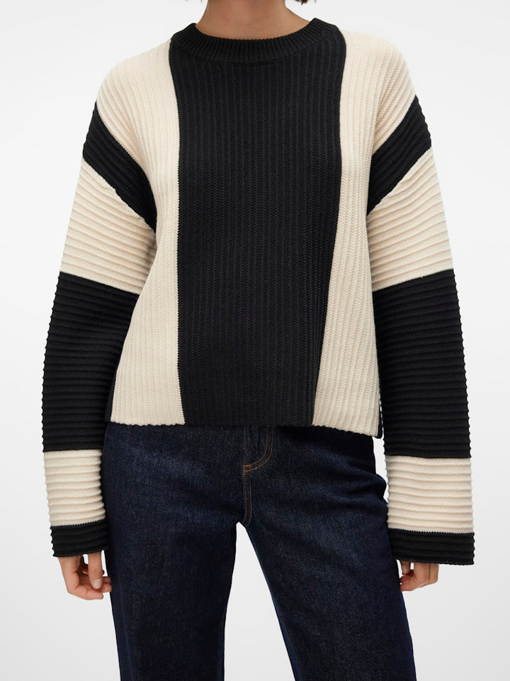 Vmgigi Ls O-neck Pullover Lcs Rep - Zwart Dessin