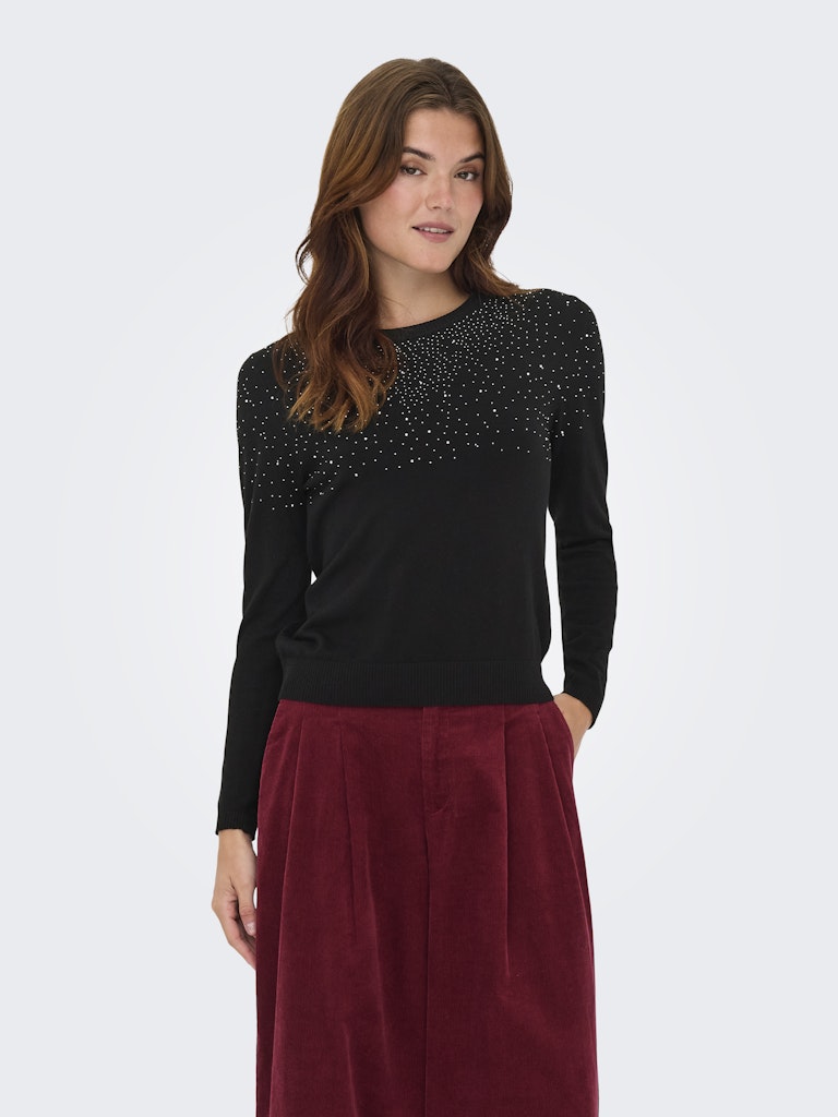 Onlanabella Ls Bling O-neck Knt - Zwart Dessin