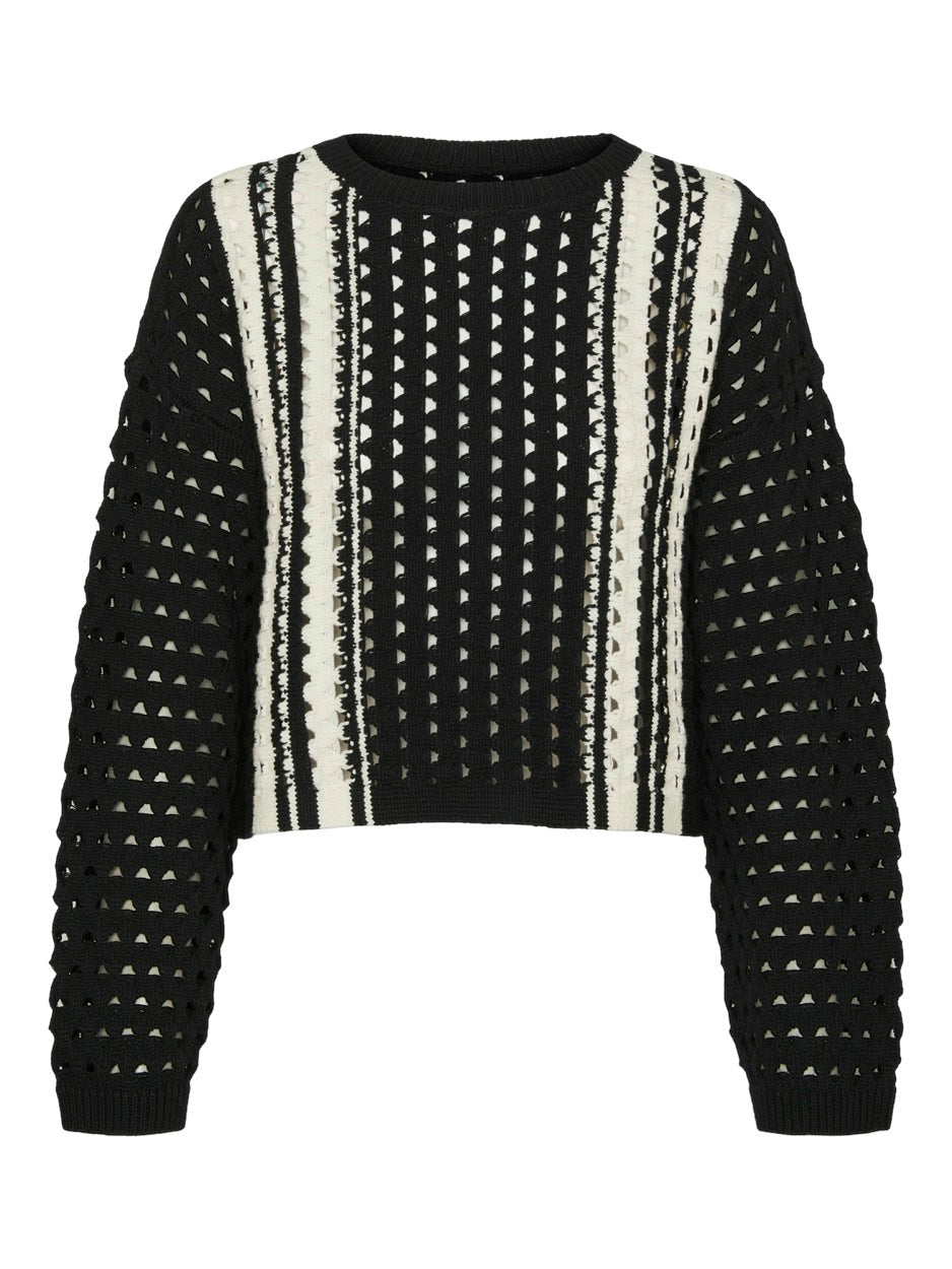 Vmlester Ls O-neck Pullover - Zwart Dessin
