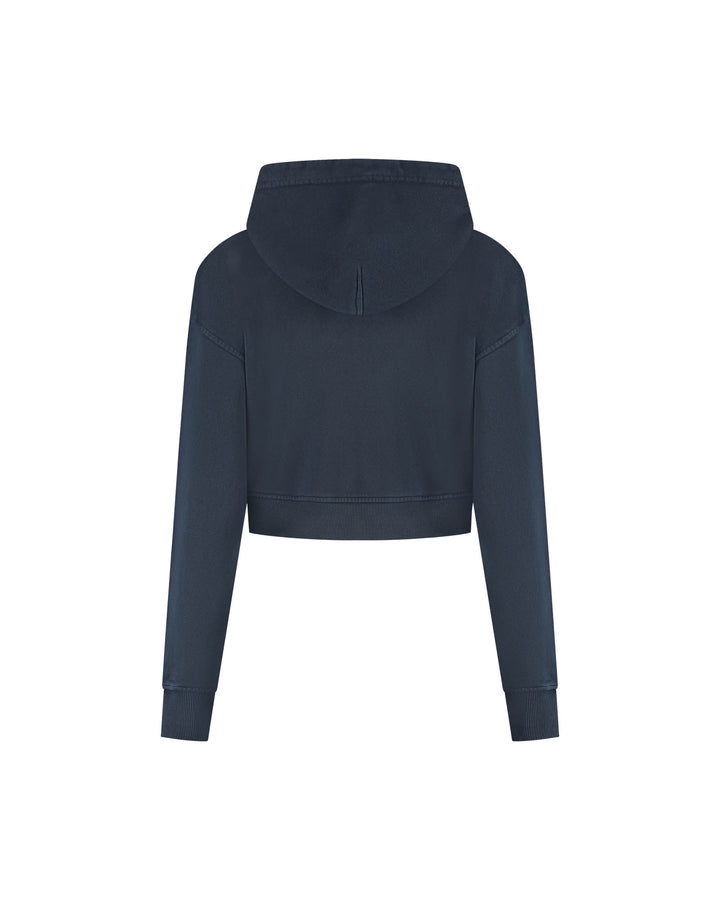Cropped Zip Hoodie - Navy