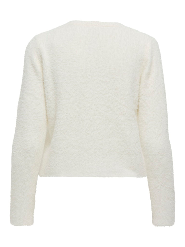 Onlpetra Ls Pearl O-neck Cardi Cc Knt - Off-white