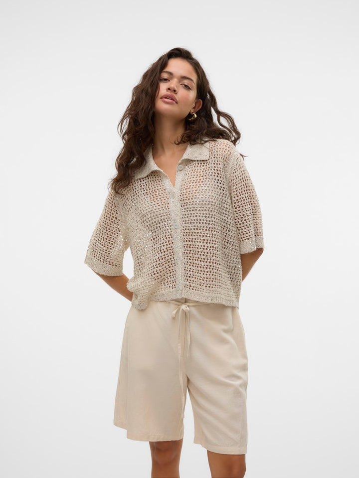 Vmleilani Glitter 2/4 Poloneck Card - Beige