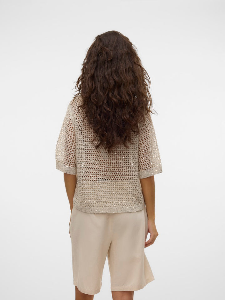 Vmleilani Glitter 2/4 Poloneck Card - Beige