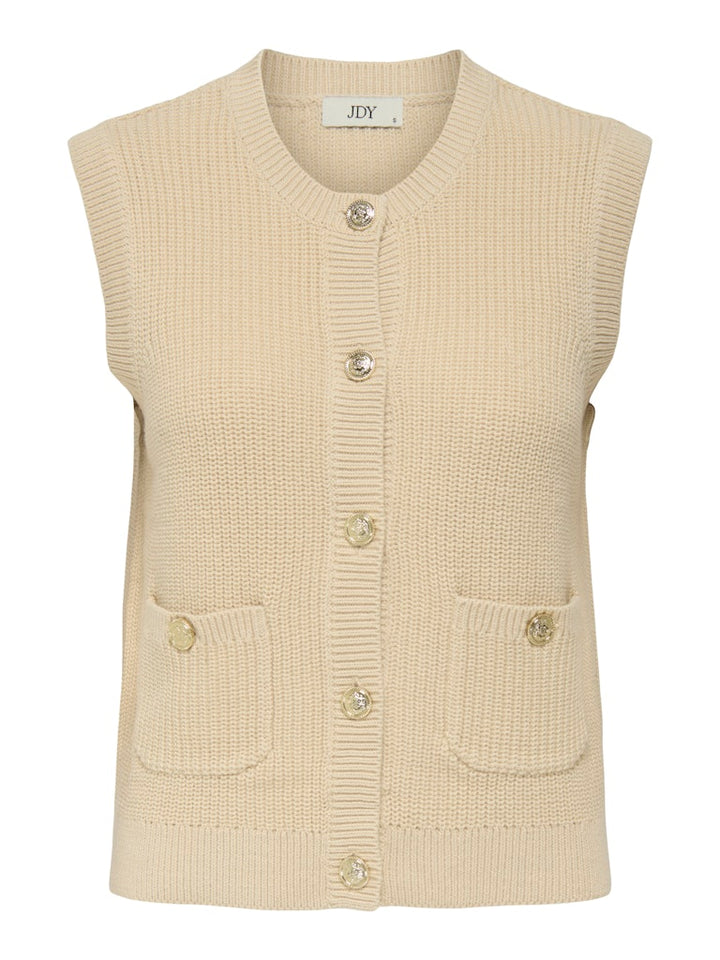 Jdystella S/l O-neck Vest Knt - Wit Dessin