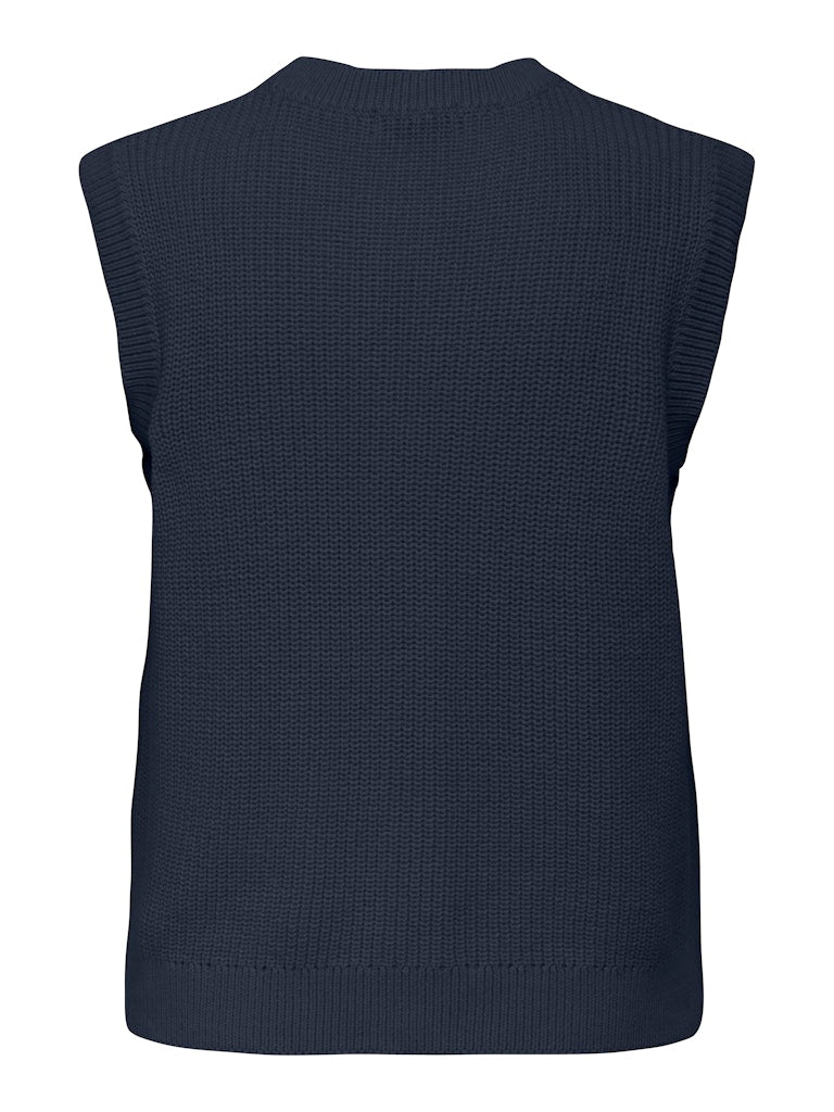 Jdystella S/l O-neck Vest Knt - Blauw