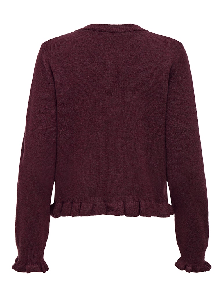 Jdyletty L/s On Frill Cardigan Knt Noos - Bordeaux