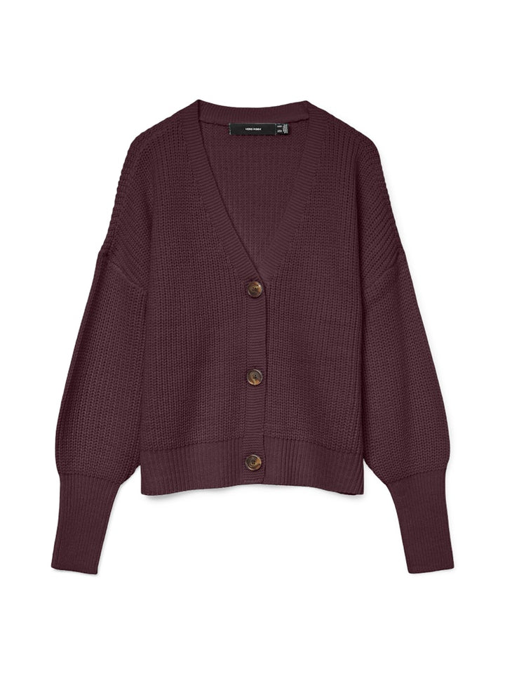 Vmlea Ls V-neck Cuff Cardigan Noos - Bordeaux