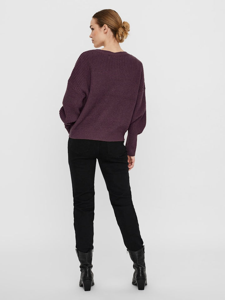 Vmlea Ls V-neck Cuff Cardigan Noos - Bordeaux