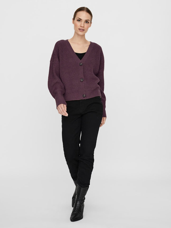 Vmlea Ls V-neck Cuff Cardigan Noos - Bordeaux