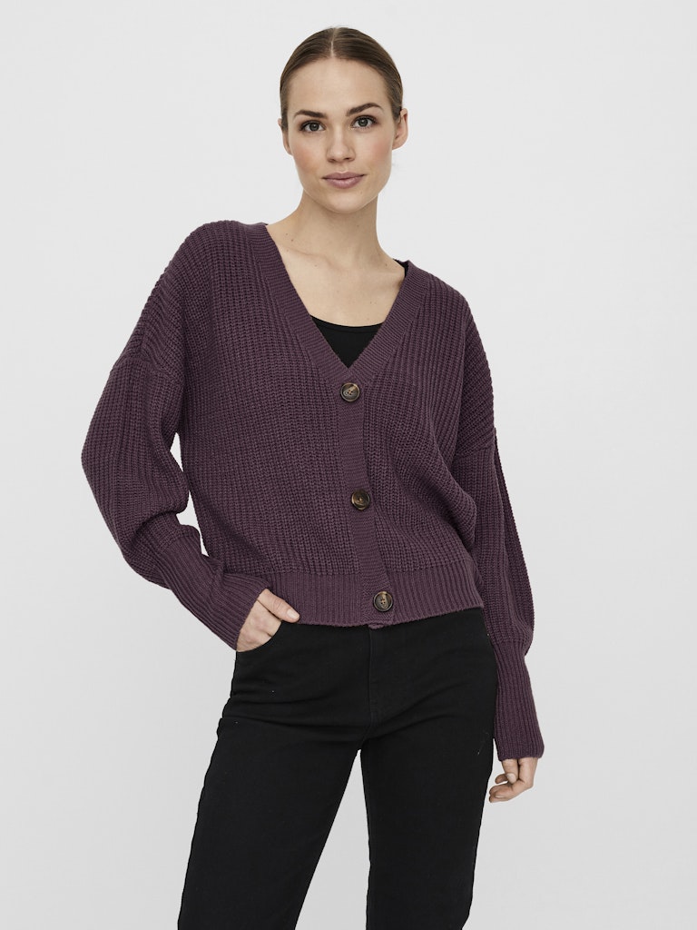 Vmlea Ls V-neck Cuff Cardigan Noos - Bordeaux