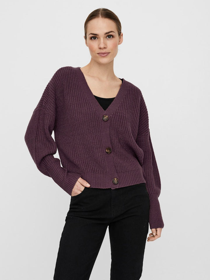 Vmlea Ls V-neck Cuff Cardigan Noos - Bordeaux