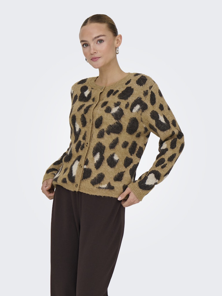 Jdykayla Life L/s Jacq O-neck Cardi Knt - Bruin Dessin