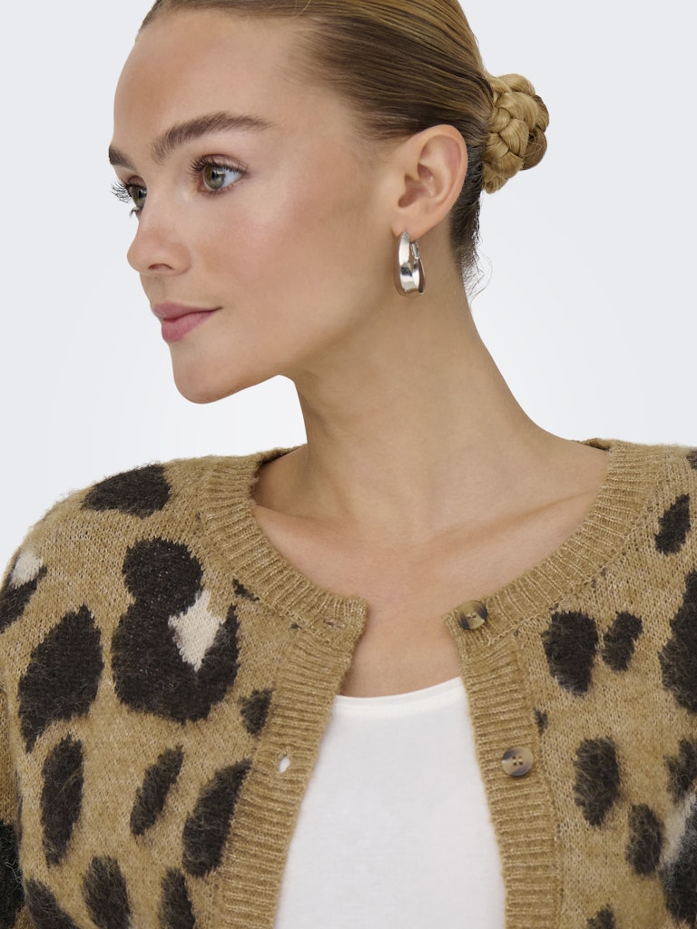 Jdykayla Life L/s Jacq O-neck Cardi Knt - Bruin Dessin