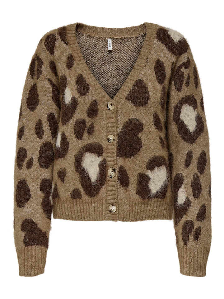 Onledelie Life Ls Jq Cardi V-neck Knt - Bruin Dessin
