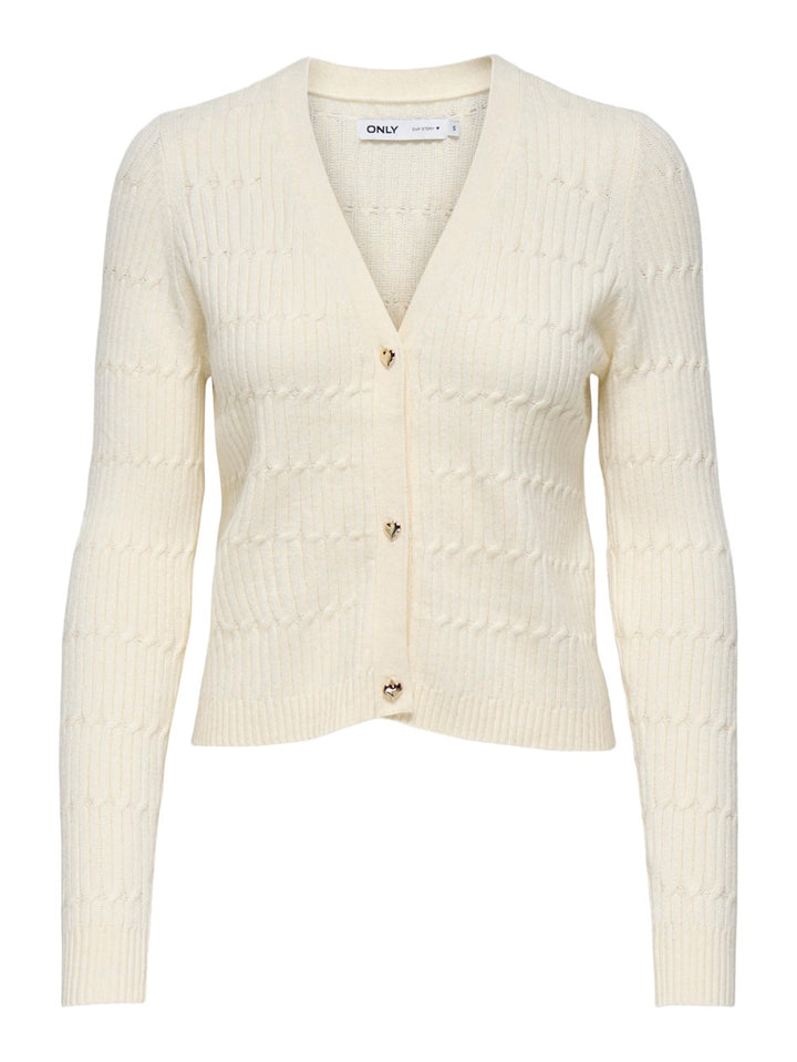 Onlkatia Ls Cable V-neck Cardi Knt - Lichtgrijs
