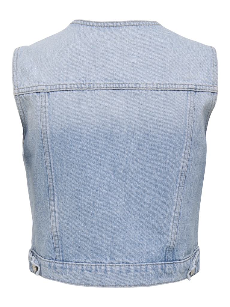 Onlfeliz Dnm Waistcoat Round Collar Tai - Blue Denim