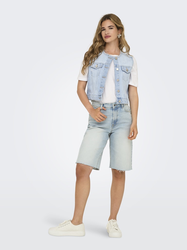 Onlfeliz Dnm Waistcoat Round Collar Tai - Blue Denim