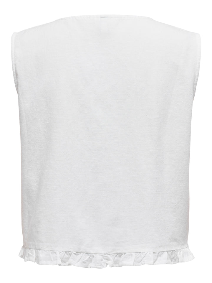 Onljakiri Linen S/l Emb Vest Ptm - Off-white