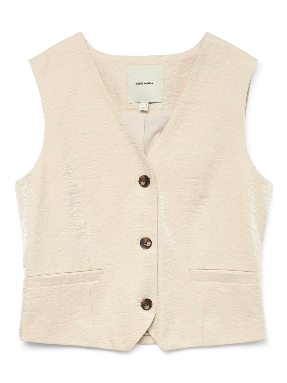 Vmliana Sl Shiny Waistcoat - Beige