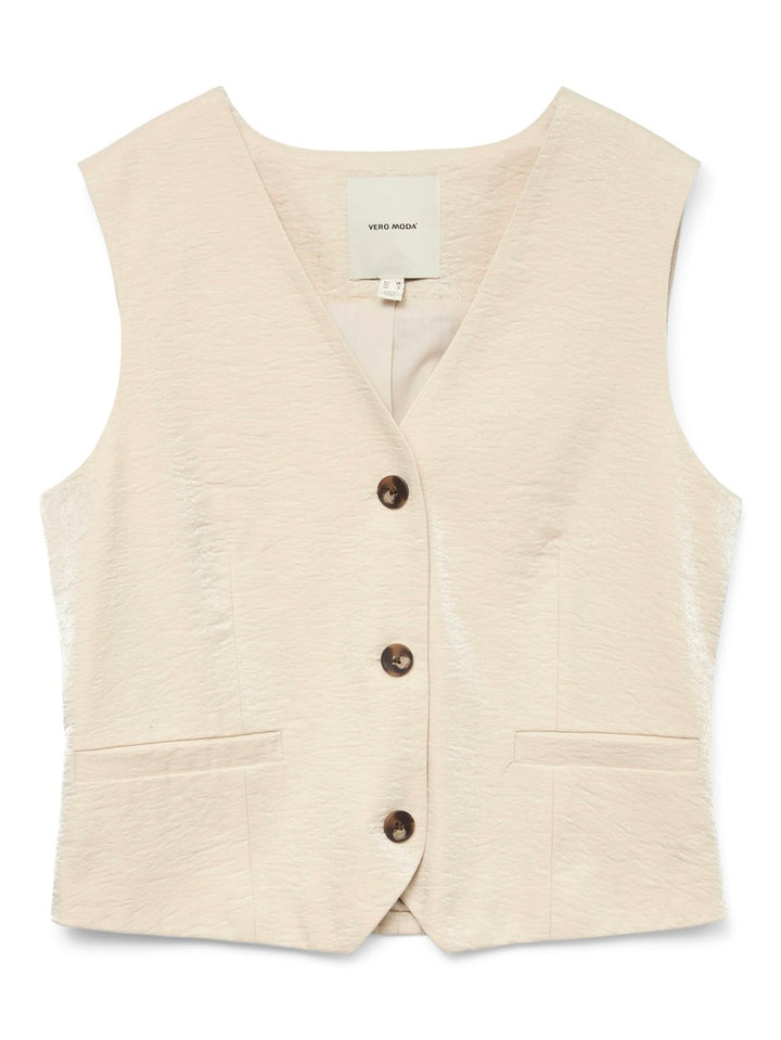 Vmliana Sl Shiny Waistcoat - Beige