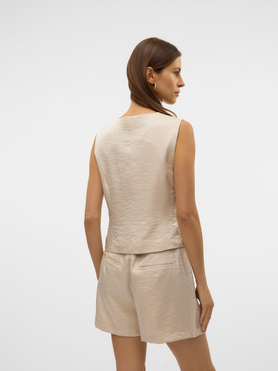 Vmliana Sl Shiny Waistcoat - Beige
