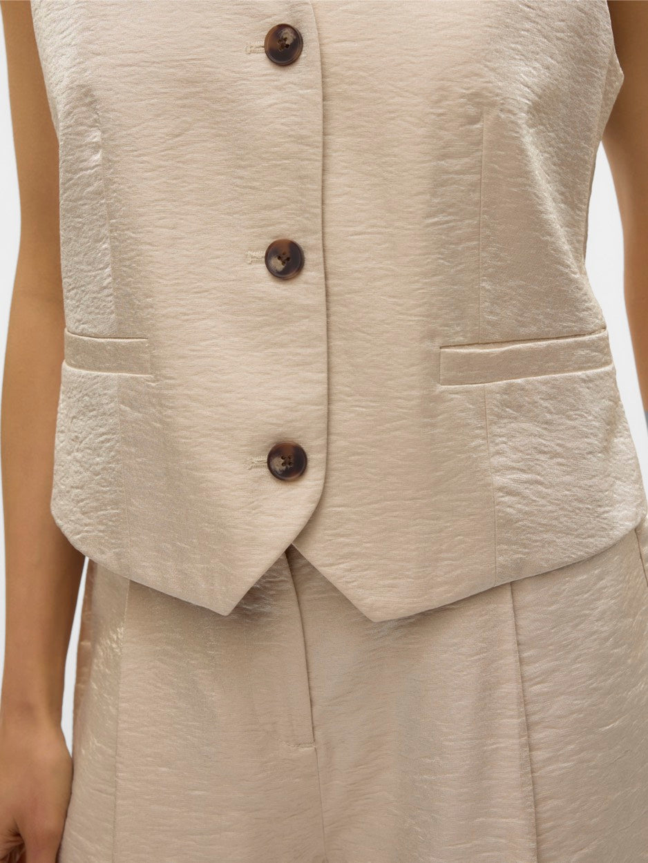 Vmliana Sl Shiny Waistcoat - Beige