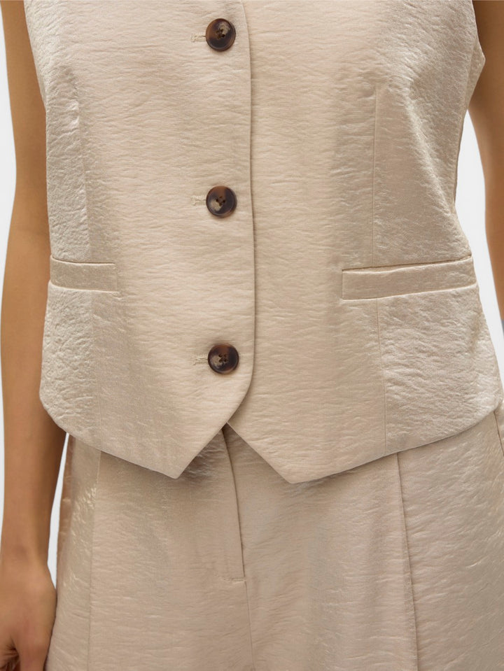 Vmliana Sl Shiny Waistcoat - Beige