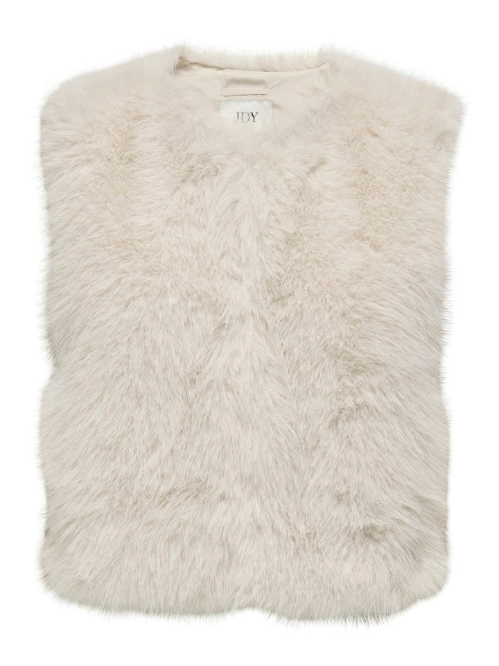 Jdyora Faux Fur Waistcoat Otw Sie - Beige