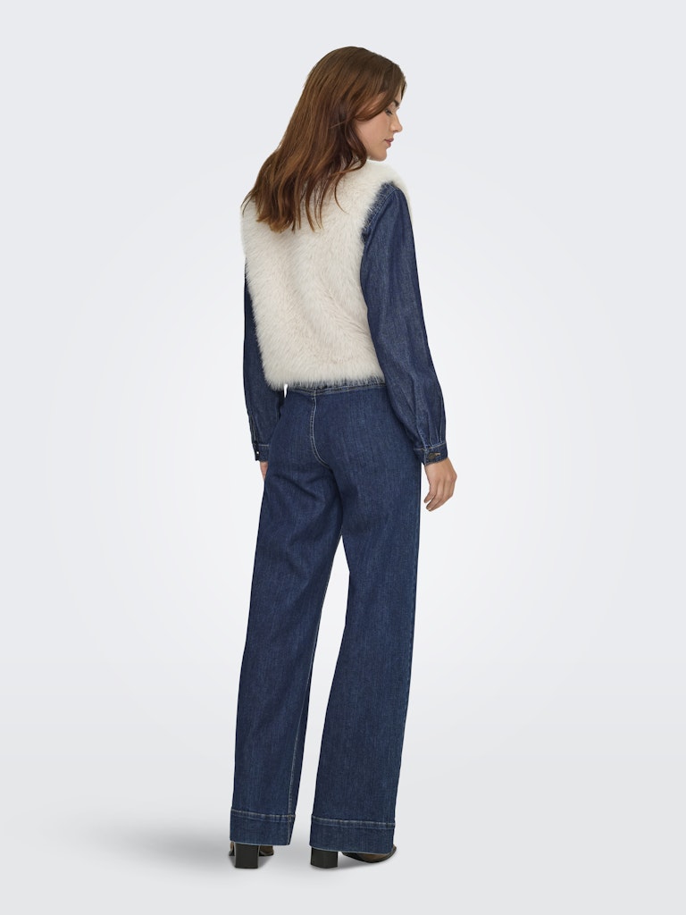 Jdyora Faux Fur Waistcoat Otw Sie - Beige