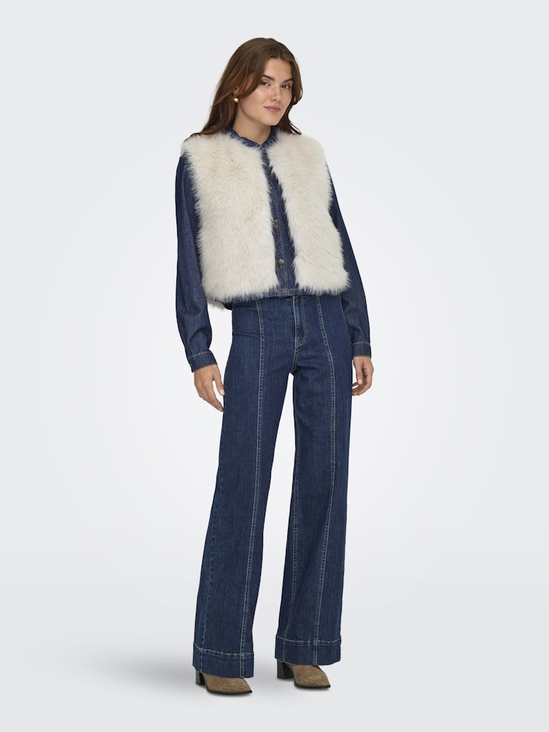 Jdyora Faux Fur Waistcoat Otw Sie - Beige
