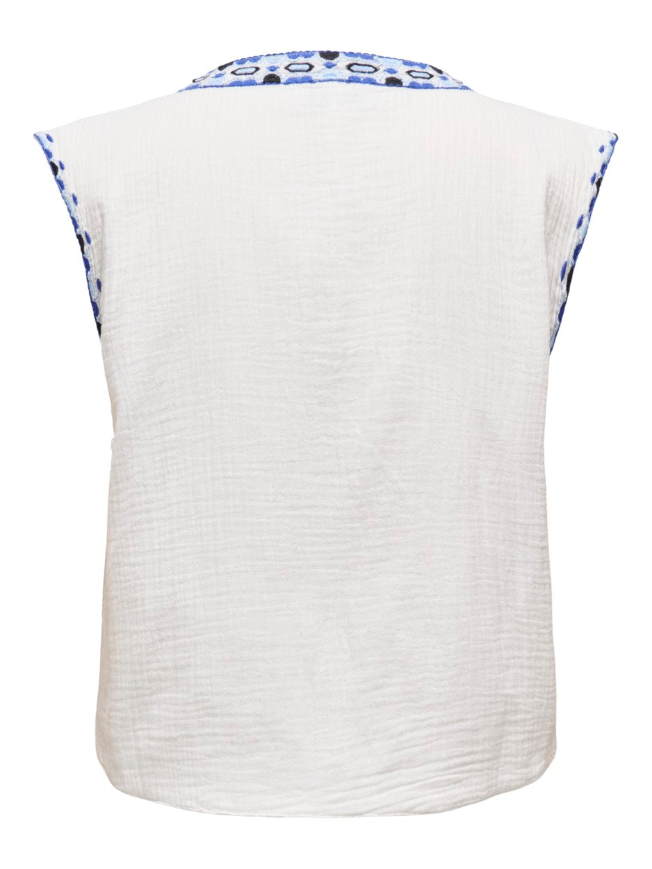 Onlthyra Life Sl Emb Vest Wvn Cs - Wit Dessin