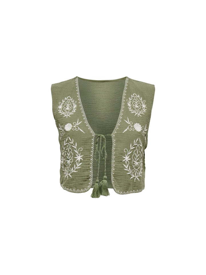 Onlthyra Sl Emb Vest Wvn - Groen Dessin