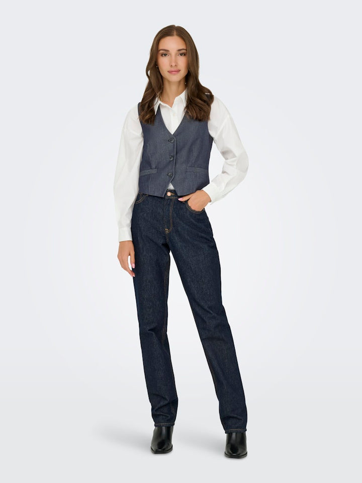 Jdyanthony S/l Waistcoat Tlr - Blauw Dessin