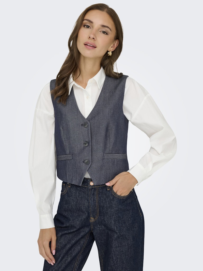 Jdyanthony S/l Waistcoat Tlr - Blauw Dessin