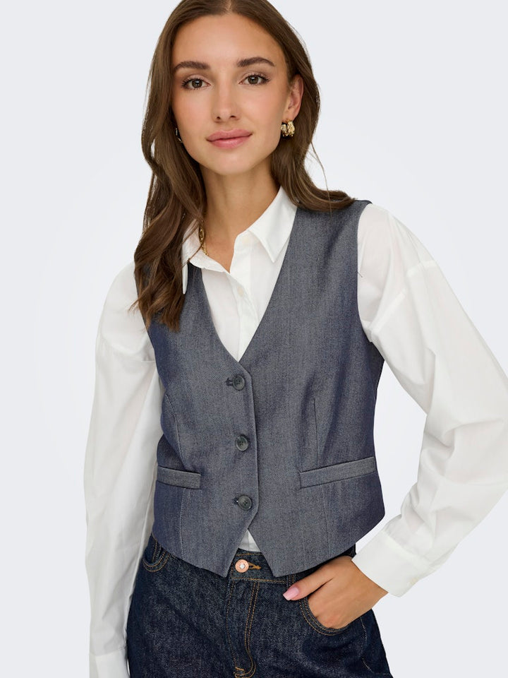 Jdyanthony S/l Waistcoat Tlr - Blauw Dessin