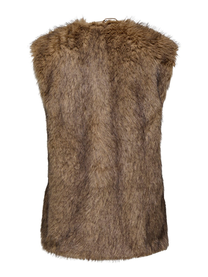 Onldawn Life Faux Fur Waistcoat Otw - Bruin Dessin