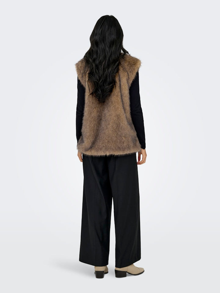 Onldawn Life Faux Fur Waistcoat Otw - Bruin Dessin