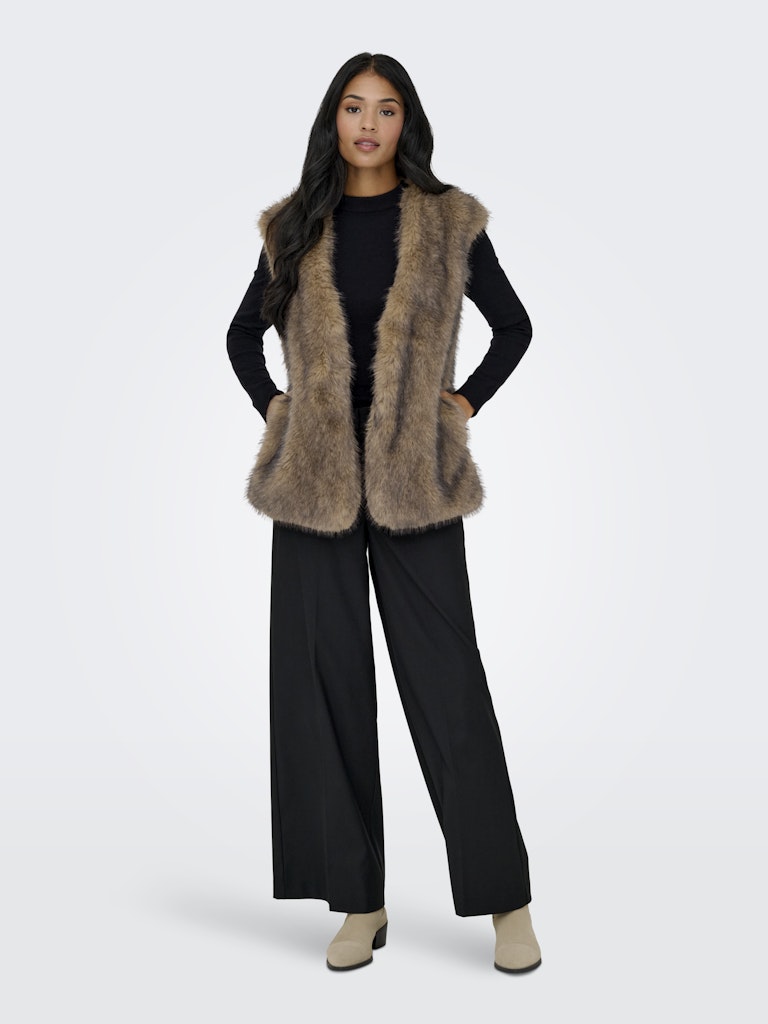 Onldawn Life Faux Fur Waistcoat Otw - Bruin Dessin