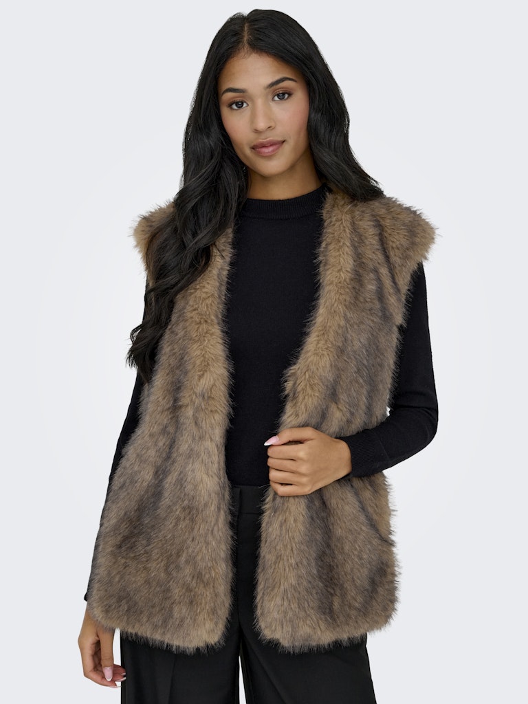 Onldawn Life Faux Fur Waistcoat Otw - Bruin Dessin